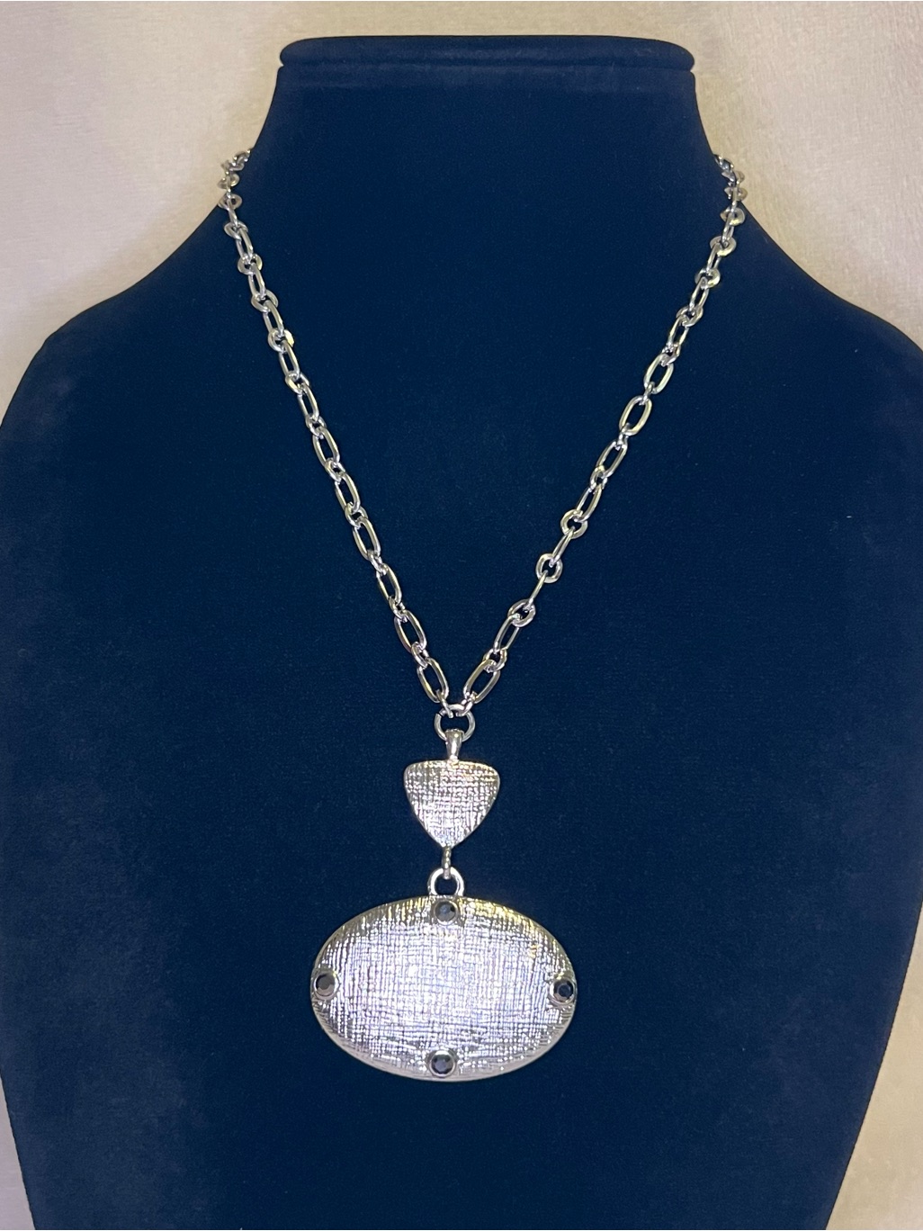 Chicos Silver Tone Reversible Pendant Necklace